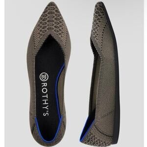 Rothy’s The Point Rare Retired Walnut Python Printed Gray Blue Flats Size 10